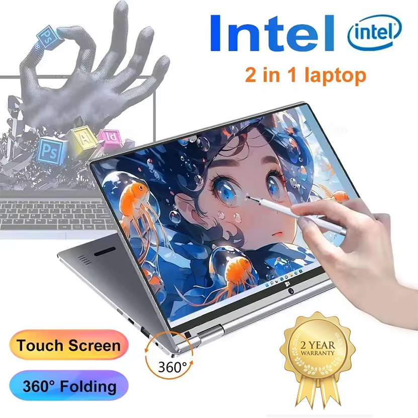 Portable 2 in 1 Laptop Computer Intel Core i7-8500Y / N4020 11.6 Inch Touch Screen Notebook Windows 11 Pro Tablet PC Computer