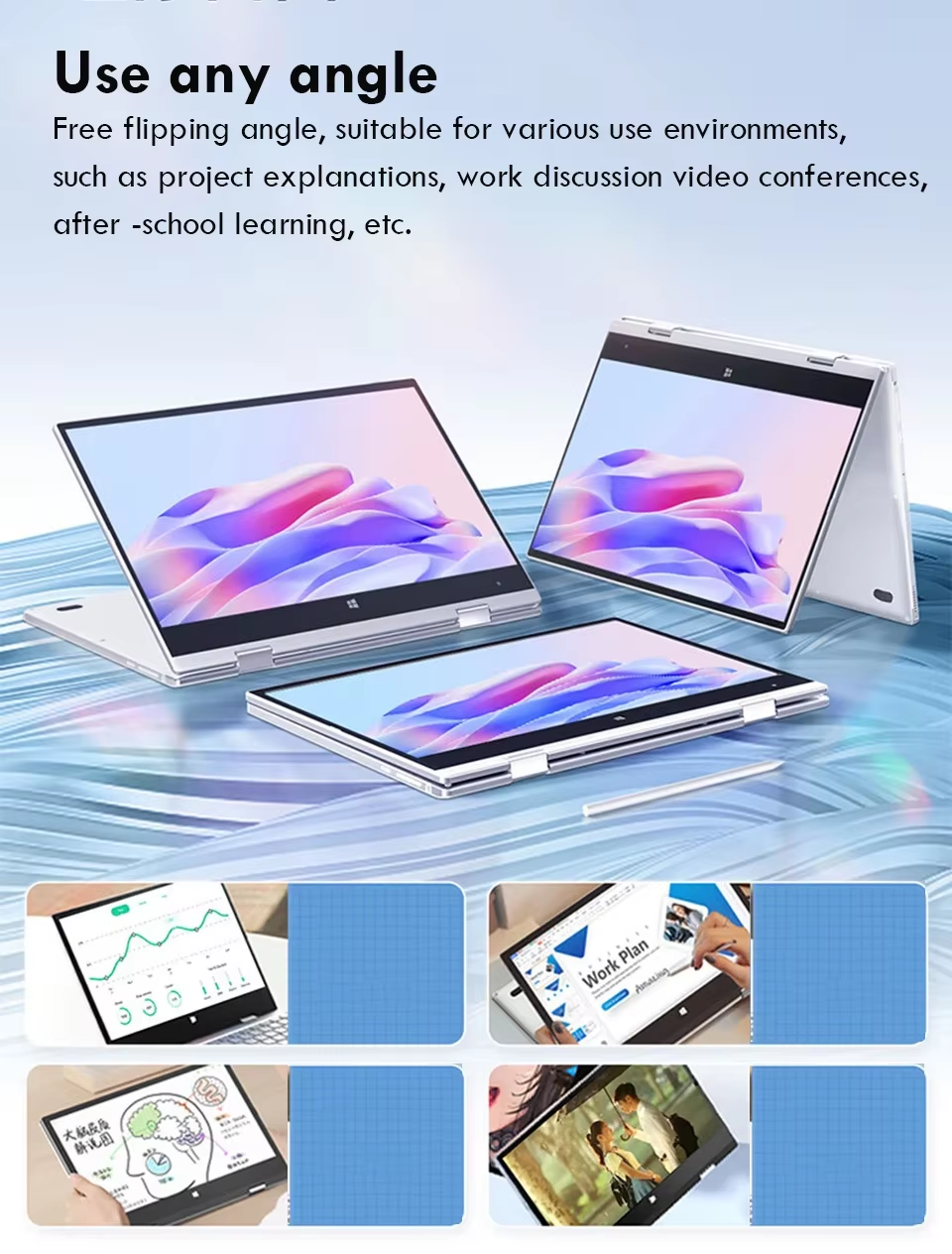 Portable 2 in 1 Laptop Computer Intel Core i7-8500Y / N4020 11.6 Inch Touch Screen Notebook Windows 11 Pro Tablet PC Computer - Image 3