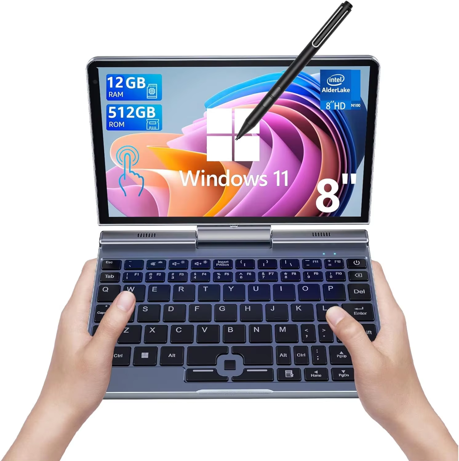 Portable Mini Laptop windows OS 8 Inch Touch Screen Notebook N95 12GB+1TB IPS Small Notebook Portable PC Micro Computer
