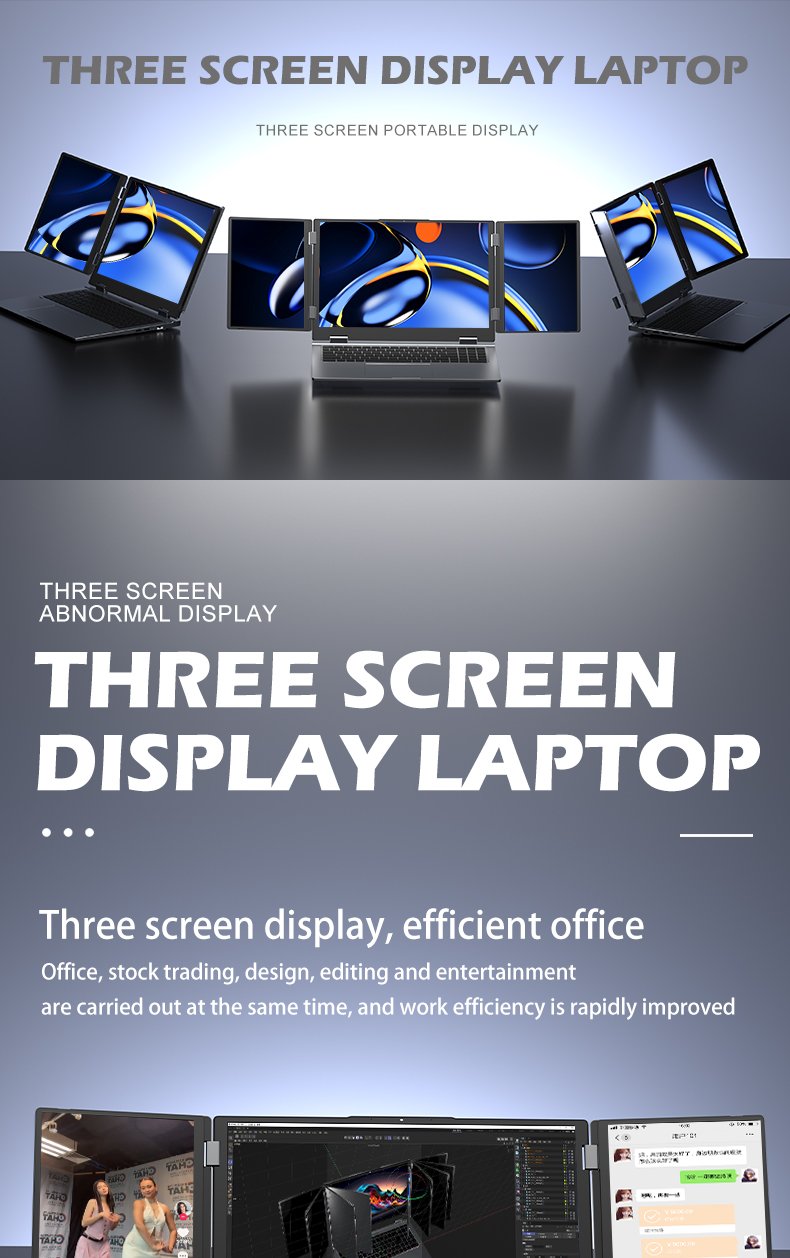 SZBOX MAX16 Intel i5-12450H Three Screen Display Notebook DDR4 3200MHz Wifi6 BT5.2 Support External graphics card Desktop Laptop
