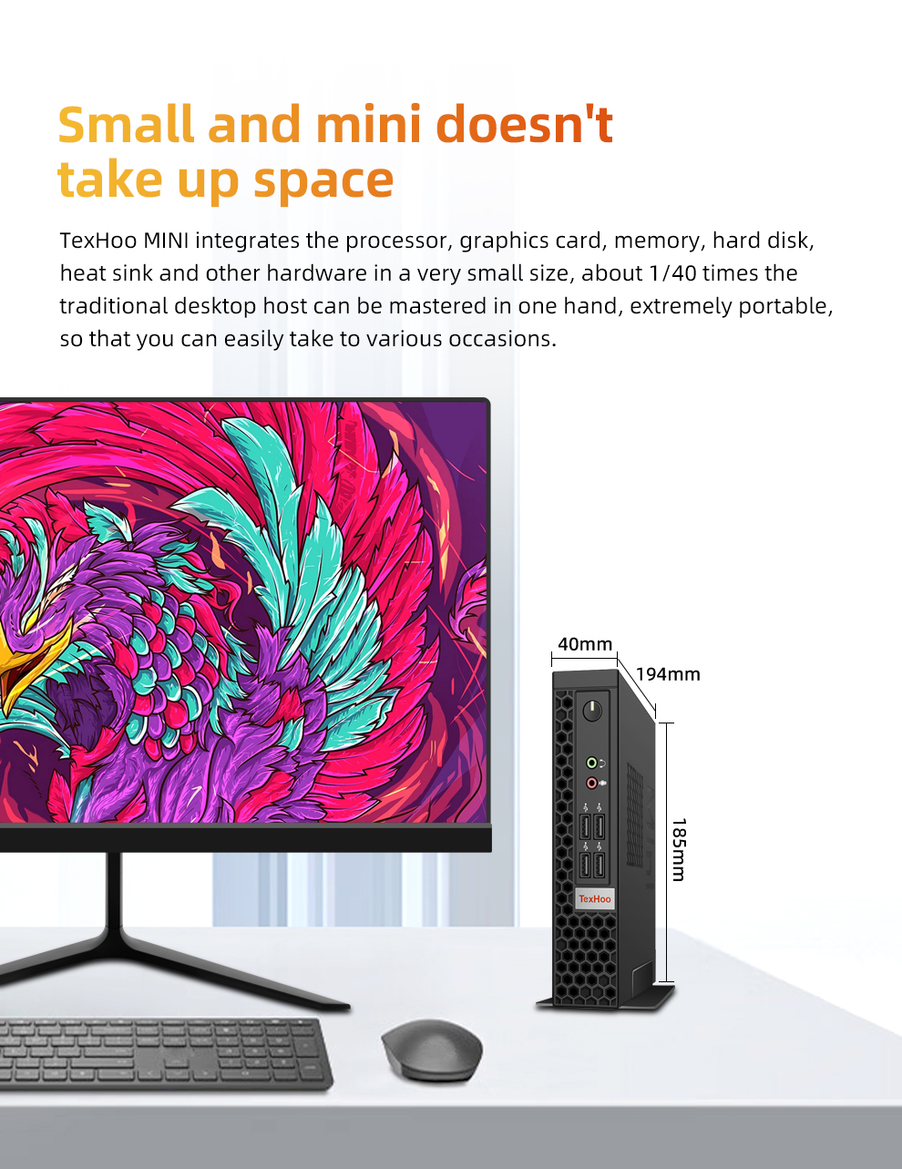 Texhoo MINI PC AMD Ryzen5 4600H 16G DDR4 3200MHz 256G NVMe SSD Desktop Mini Computers WIFI6 BT5.2 HDMI LAN Dual 4k Display - Image 4