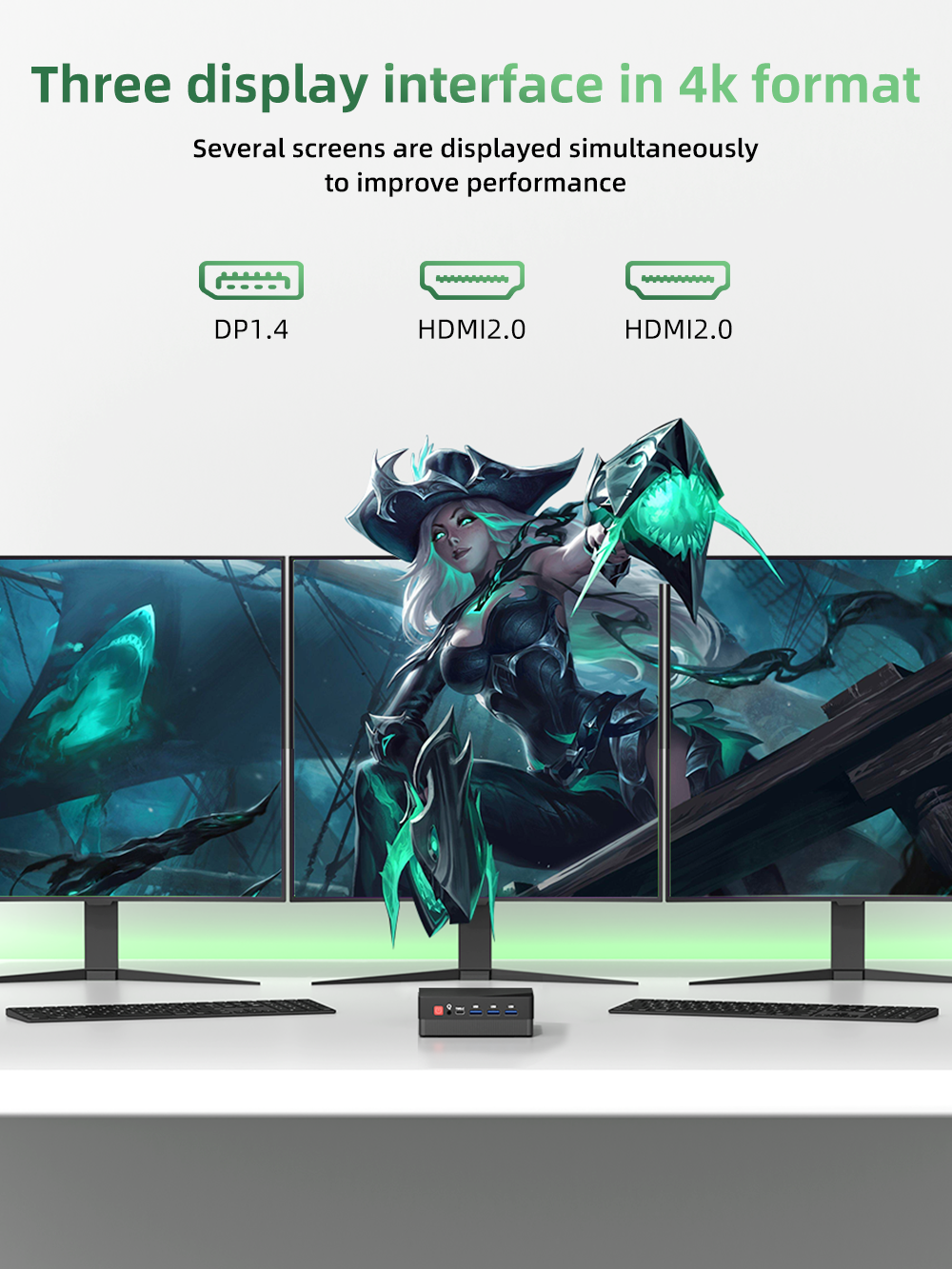 Texhoo MINI PC AMD Ryzen7 7730U Windows 11 8G DDR4 2666MHz 256G M.2 SSD Desktop Mini Computers WIFI6 BT5.2 Dual 4k Display - Image 3