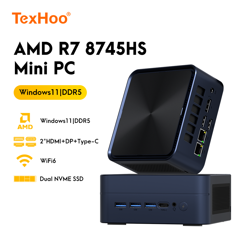 TexHoo Mini PC Ryzen 7 8745HS 16GB 512GB SSD