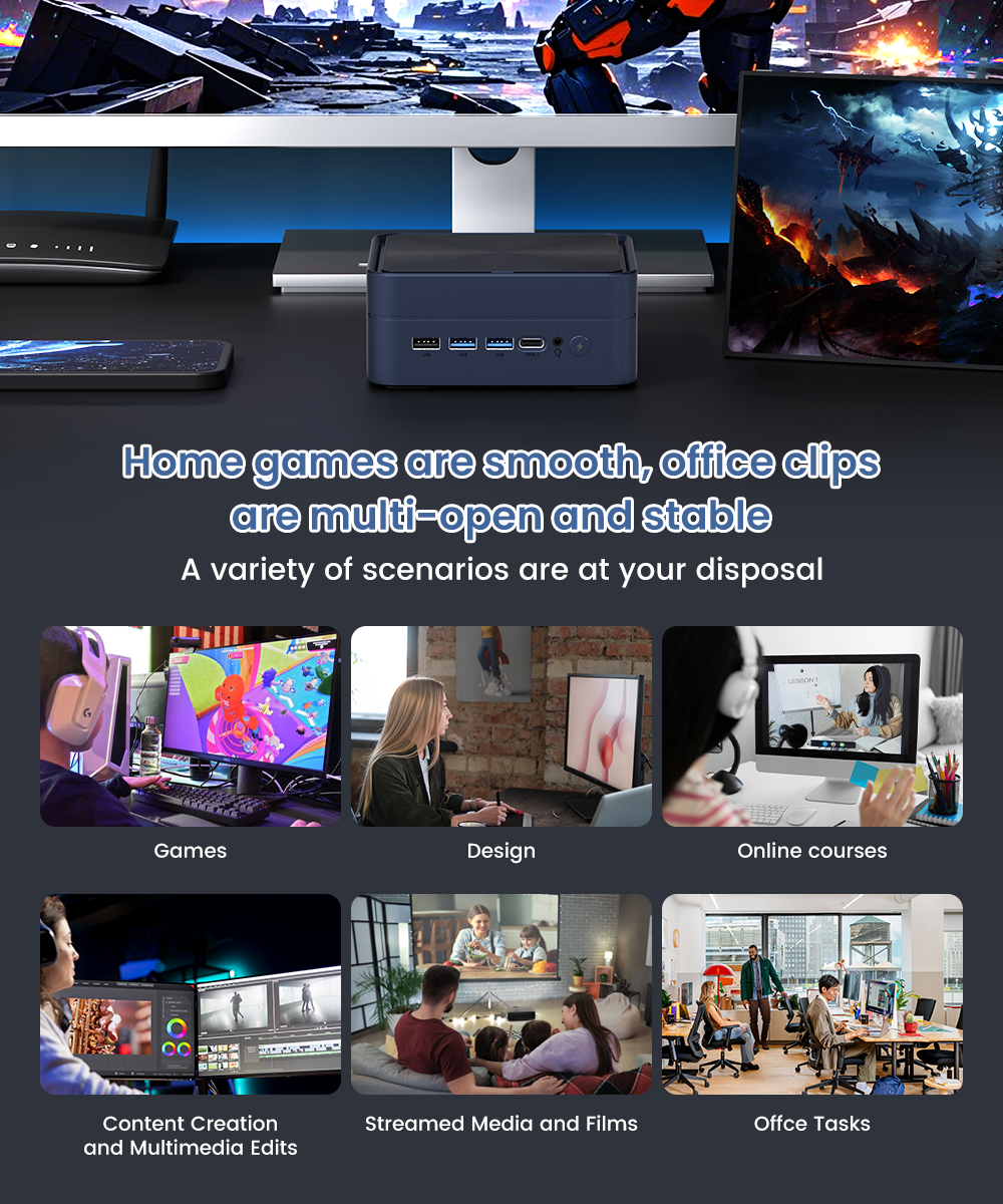 Texhoo MINI PC Ryzen7 6800H Windows 11 Pro LPDDR5 16G 6400Mhz 1TB M.2 NVME SSD WIFI6 BT5.2 3.2-4.7GHz DIY Gaming Computer - Image 4