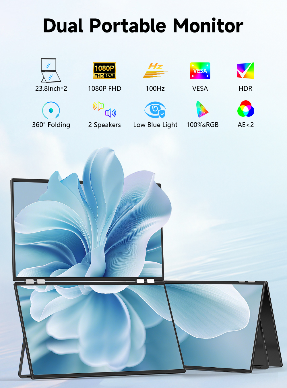 UPERFECT 23.8 IPS Monitor 100Hz Dual Screen with Speakers