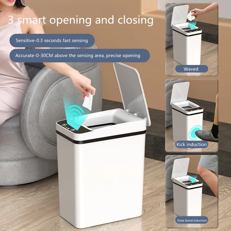 12L Smart Sensor Trash Can Home Intelligent Waste Bin Rubbish Can Dustbin Kitchen USB Charging Touch Sensor Garbage Bucket