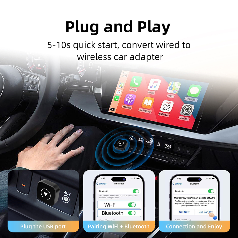 2 in 1 Wireless Car Play Dongle Wireless Android Auto Adapter AI Smart Box Car Intelligent Systems For Car With Wired Car Play - Image 4
