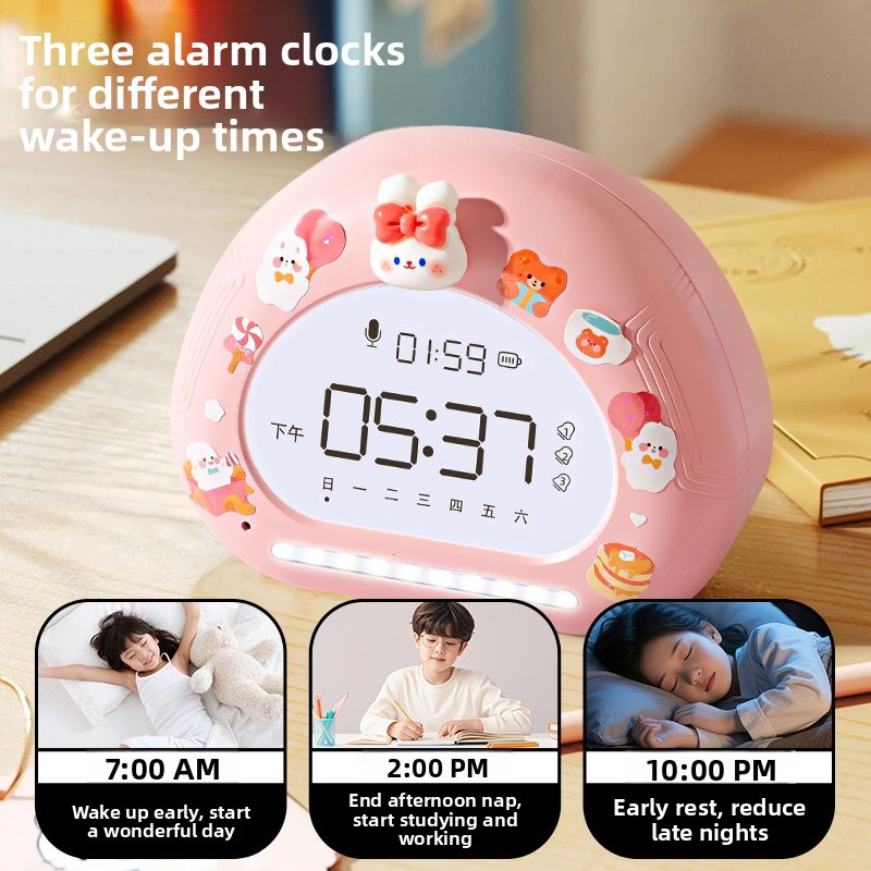 AI Smart Alarm Clock Children's Digital LCD Display Night Light Girl Wake up Tool Strong Wake up Self-Discipline - Image 3