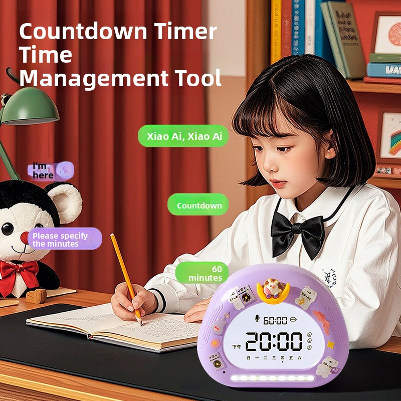 AI Smart Alarm Clock Children's Digital LCD Display Night Light Girl Wake up Tool Strong Wake up Self-Discipline - Image 4