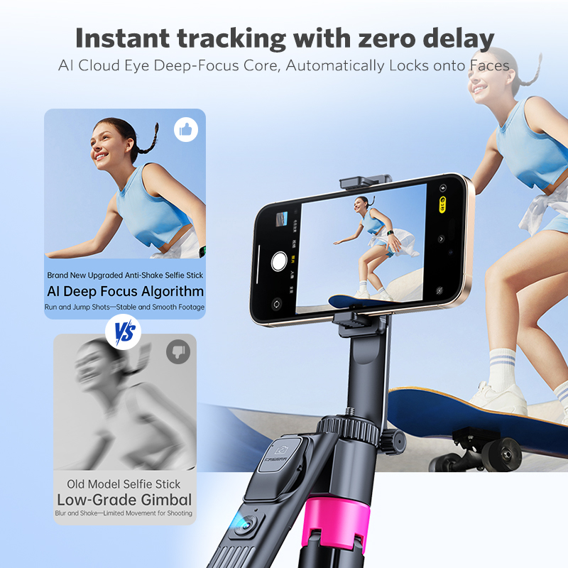 AI Smart Gimbal Tripod Selfie Stick Foldable 360° Auto Follow-Up Face Tracking Gimbal All-in-one Phone Holder For Smartphone - Image 3