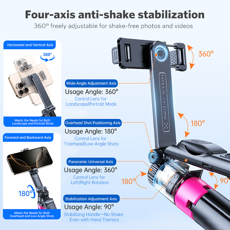 AI Smart Gimbal Tripod Selfie Stick Foldable 360° Auto Follow-Up Face Tracking Gimbal All-in-one Phone Holder For Smartphone - Image 6