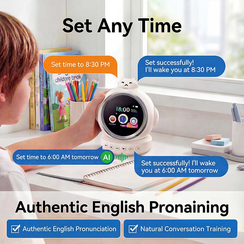 AI Speaker Wifi Voice assistant HD Touch Screen Display Alarm Clock Hi-fi Stereo Multifunction Speaker with TF RGB Night Light - Image 5