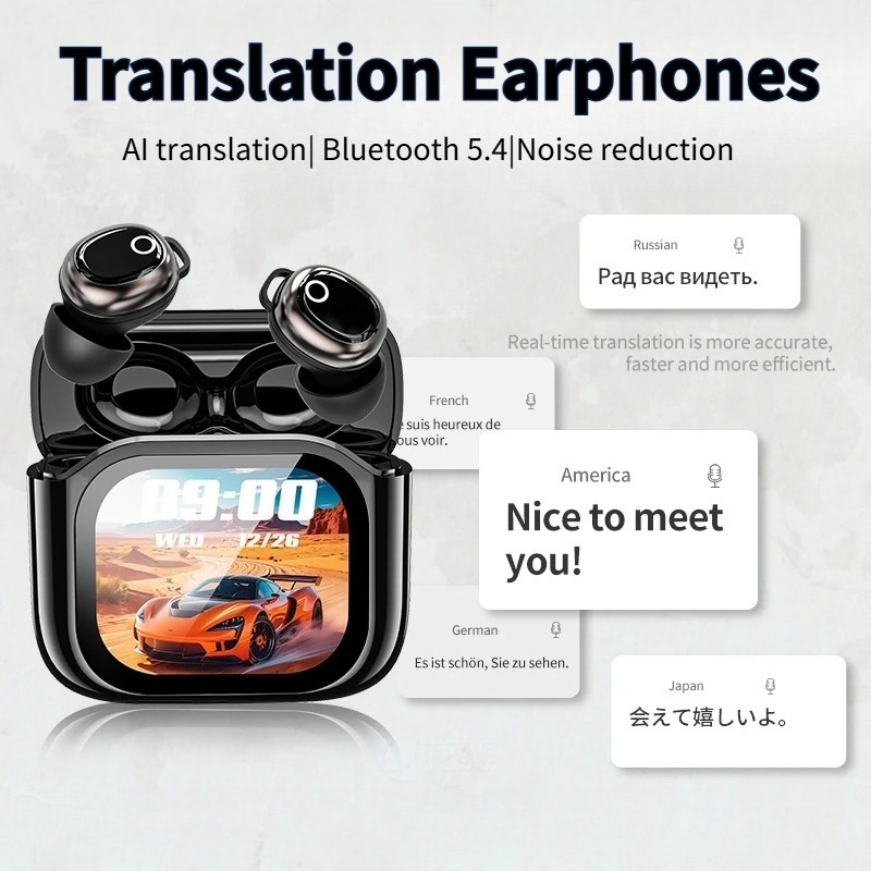 AI Translation Earphones 100+ Languages Headphones Stereo Touch Display Earbuds HD Calling Noise Reduction Translator Headphones - Image 3
