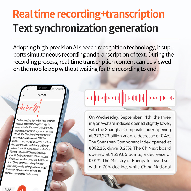 AI Voice Recorder Multi-Language Translation Real-Time Transcription Summary App Recording High Definition Conference Recorder