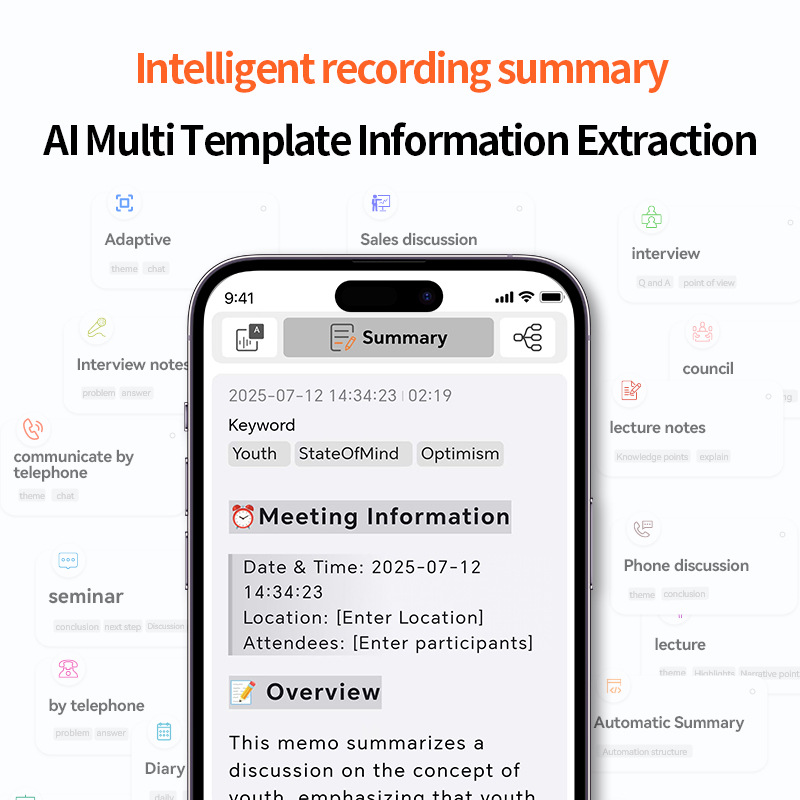 AI Voice Recorder Multi-Language Translation Real-Time Transcription Summary App Recording High Definition Conference Recorder - Image 3