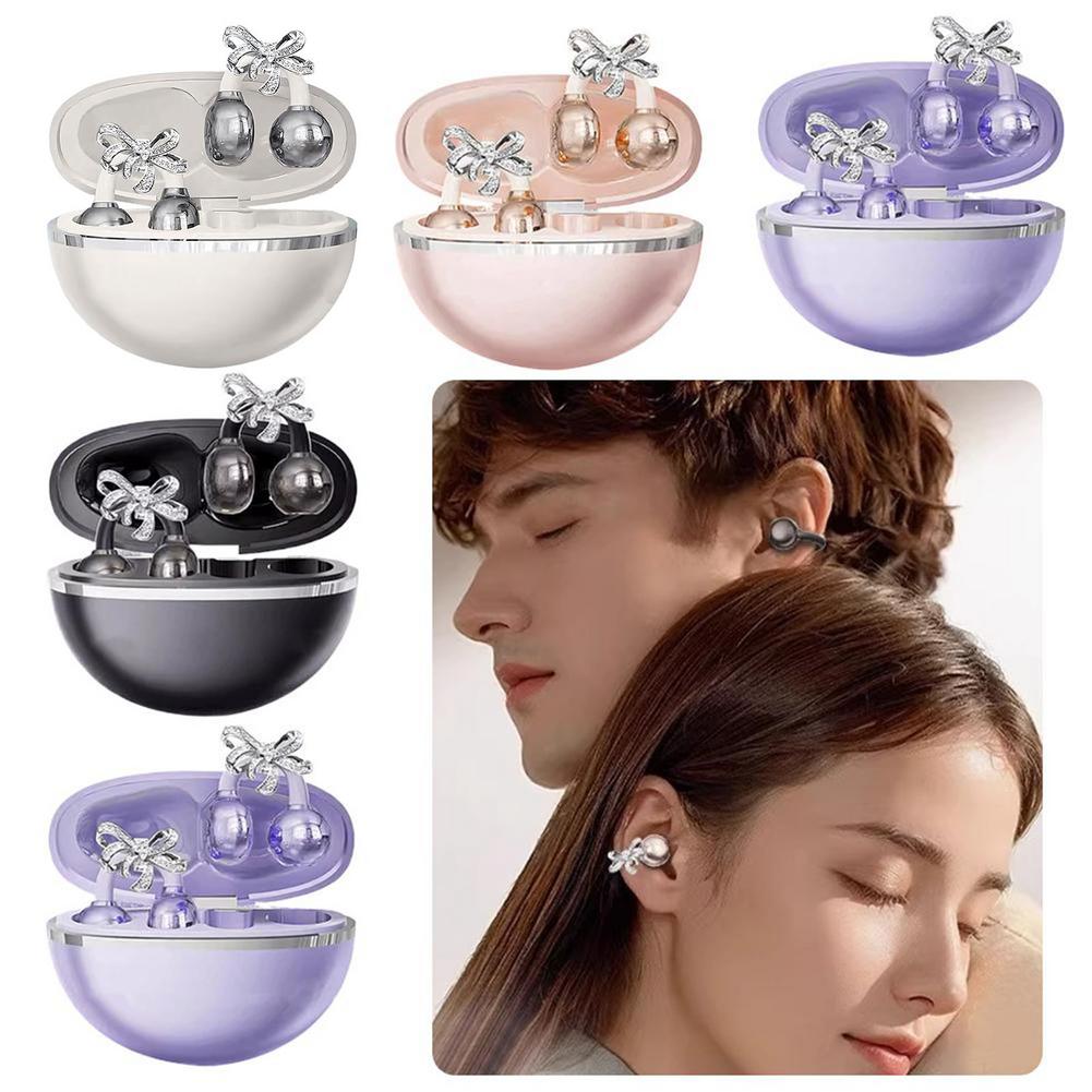 Bow Shaped Diamond Buckle Earrings Star Open Ear Clip Waterproof Range Ai Intelligent Wireless Earphones Long Bluetooth B1Z4