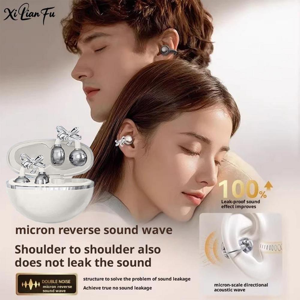 Bow Shaped Diamond Buckle Earrings Star Open Ear Clip Waterproof Range Ai Intelligent Wireless Earphones Long Bluetooth B1Z4 - Image 5