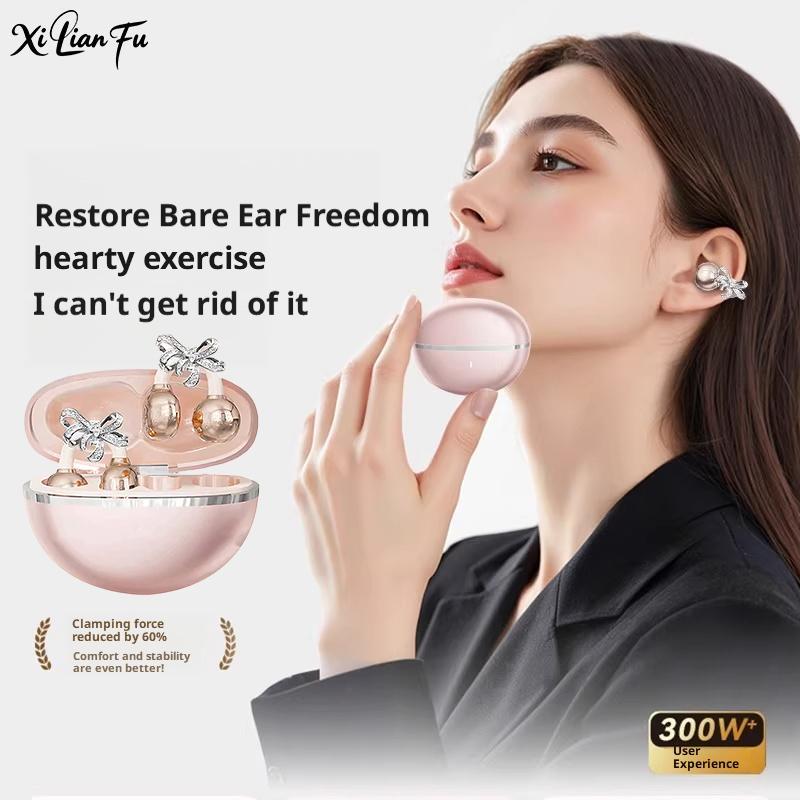 Bow Shaped Diamond Buckle Earrings Star Open Ear Clip Waterproof Range Ai Intelligent Wireless Earphones Long Bluetooth B1Z4 - Image 6