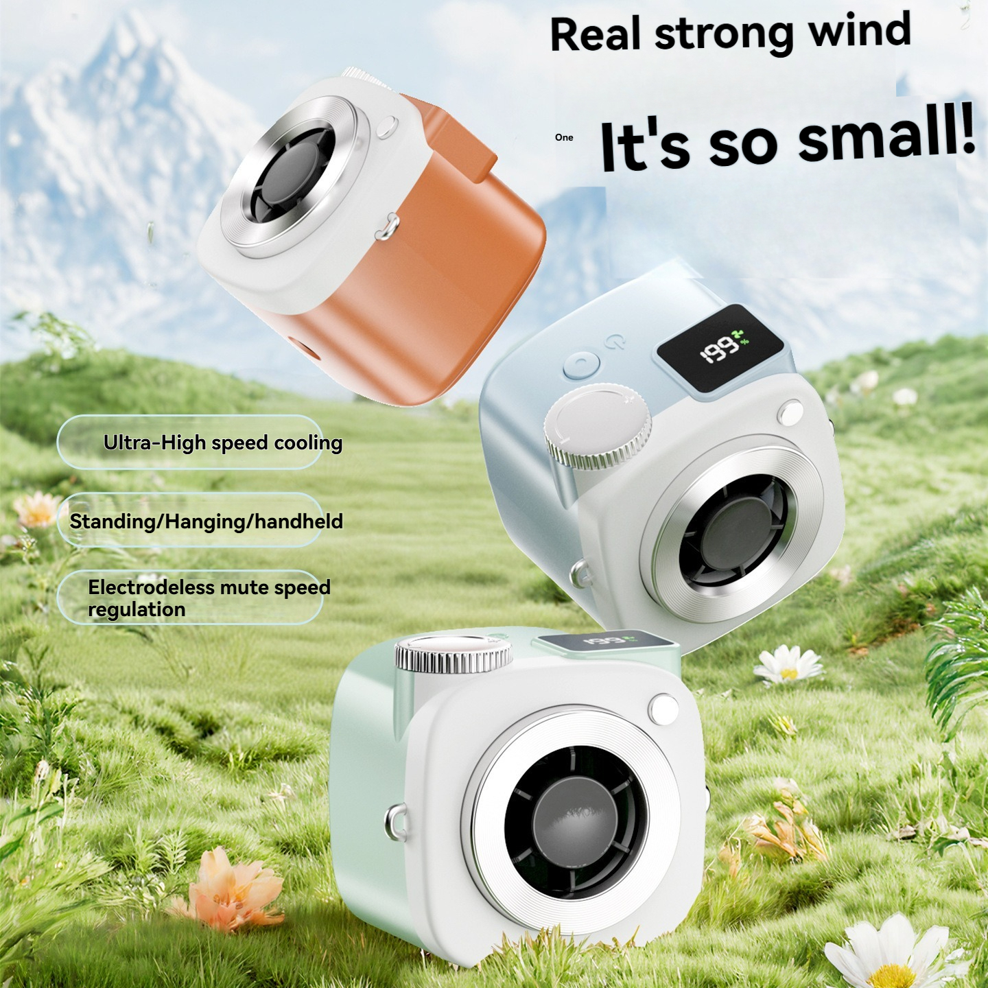 Camera Style Mini Neck-Hanging Fan, Smart AI Desktop Handheld Portable Fan, Baby Carriage Outdoor Digital Display Small Fan