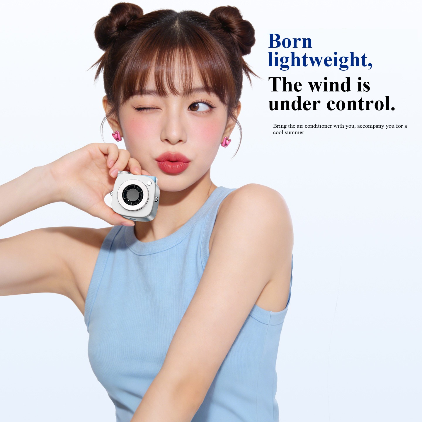 Camera Style Mini Neck-Hanging Fan, Smart AI Desktop Handheld Portable Fan, Baby Carriage Outdoor Digital Display Small Fan