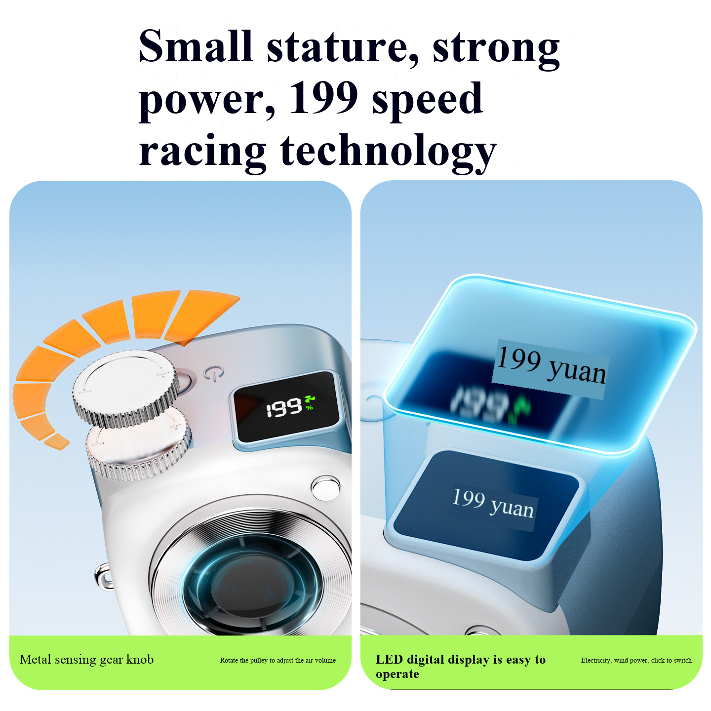 Camera Style Mini Neck-Hanging Fan, Smart AI Desktop Handheld Portable Fan, Baby Carriage Outdoor Digital Display Small Fan - Image 5