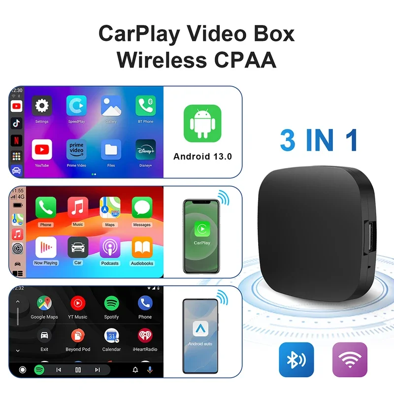 Carplay AI Box Android 13 Wireless Android Auto Smart TV Box For Youtube Netflix Toyota Mazda Hyundai Haval GMC Ford MG - Image 3