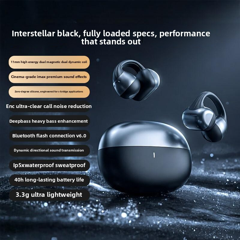 Ear Clip AI Translation Bluetooth Earphones Wireless Sports Headphones Not in Ear Earbuds Long Battery Life Translator Headsets