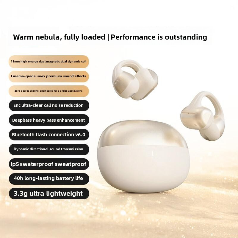 Ear Clip AI Translation Bluetooth Earphones Wireless Sports Headphones Not in Ear Earbuds Long Battery Life Translator Headsets