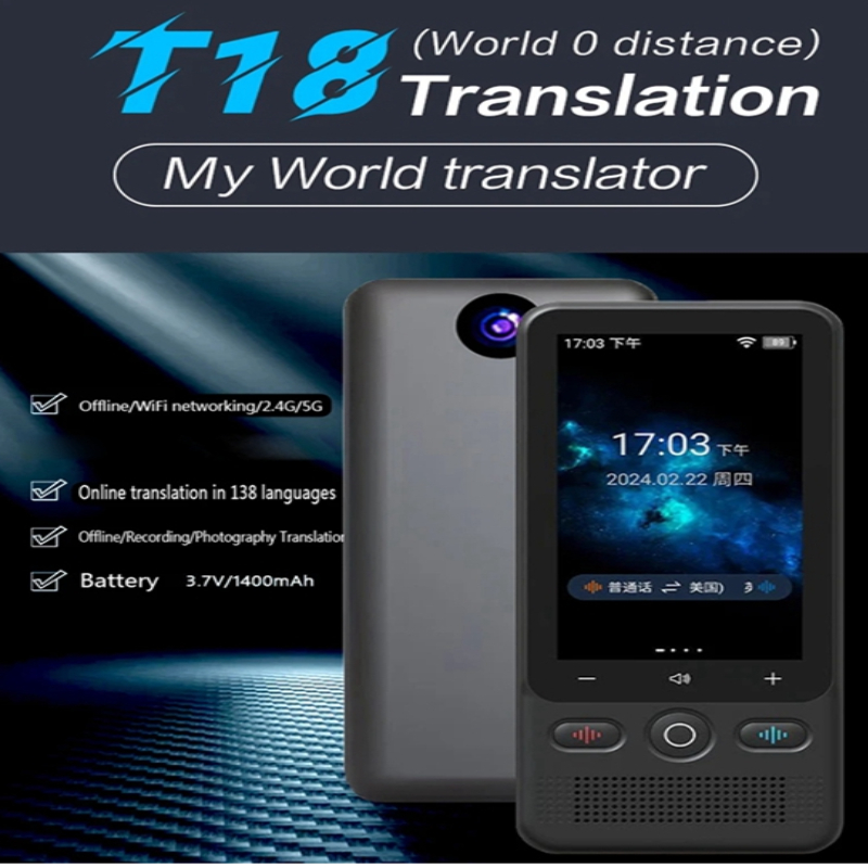 Hot Sale High Quality Smart AI Voice T18 Real Time Translation 138 Languages Two Way Online Offline Photo Instant Translator Dev