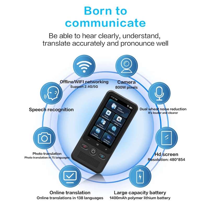 Hot Sale High Quality Smart AI Voice T18 Real Time Translation 138 Languages Two Way Online Offline Photo Instant Translator Dev - Image 3