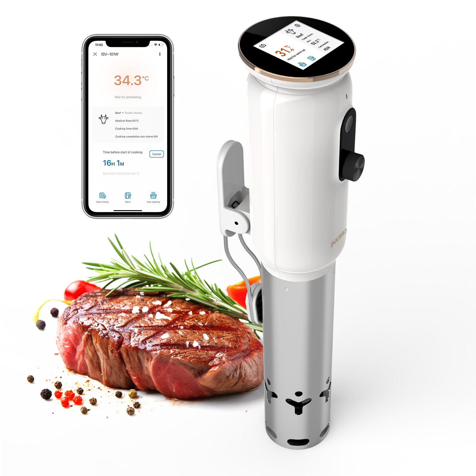 INKBIRD 4 Types 1000W WiFi Sous Vide Machine EU Plug Sous Vide Cooker APP Remote Control Recipes Alarms Timer For Cooking - Image 6