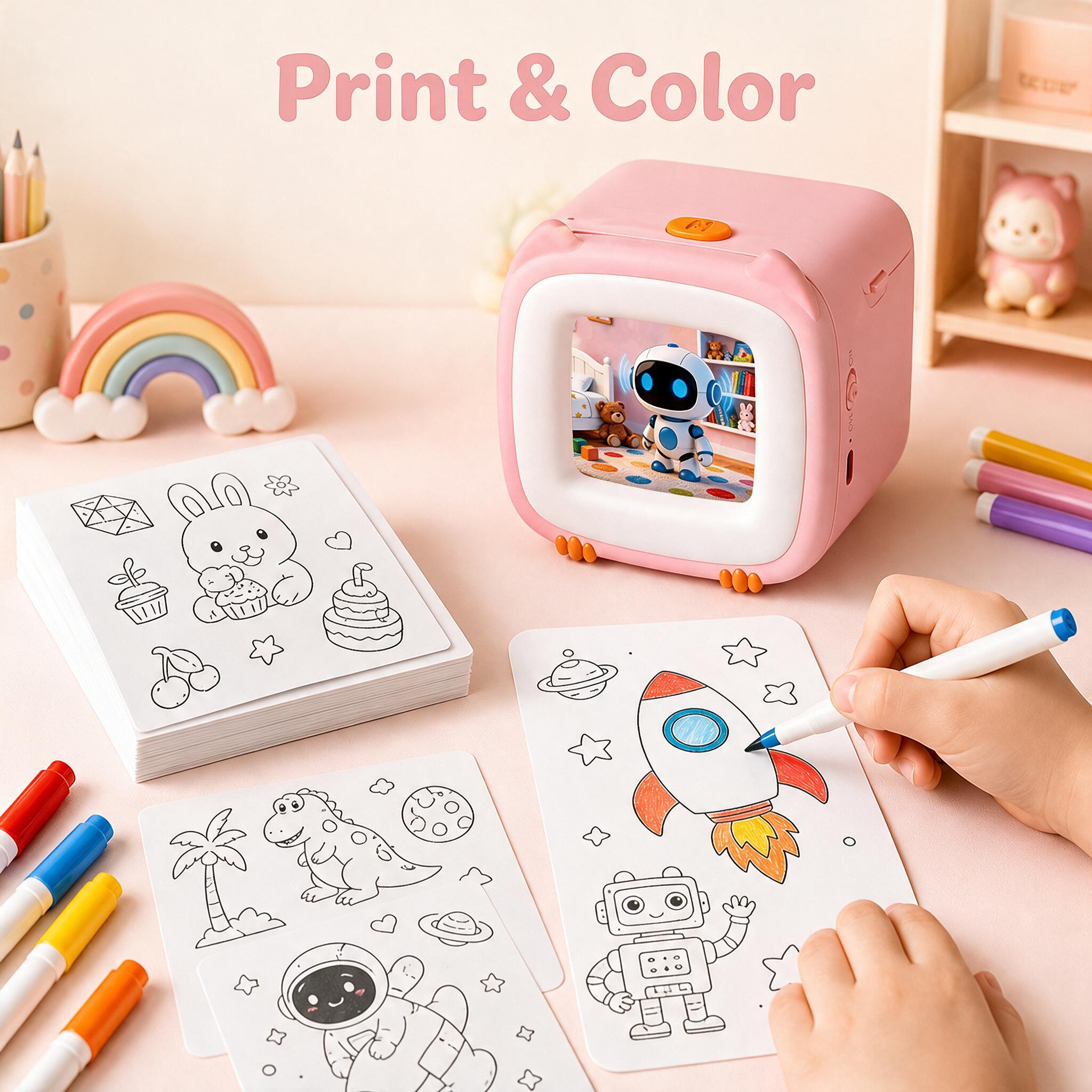 Kids Squishy toy, AI Voice Interactive Robot, Learning Toys, Sticker Printer