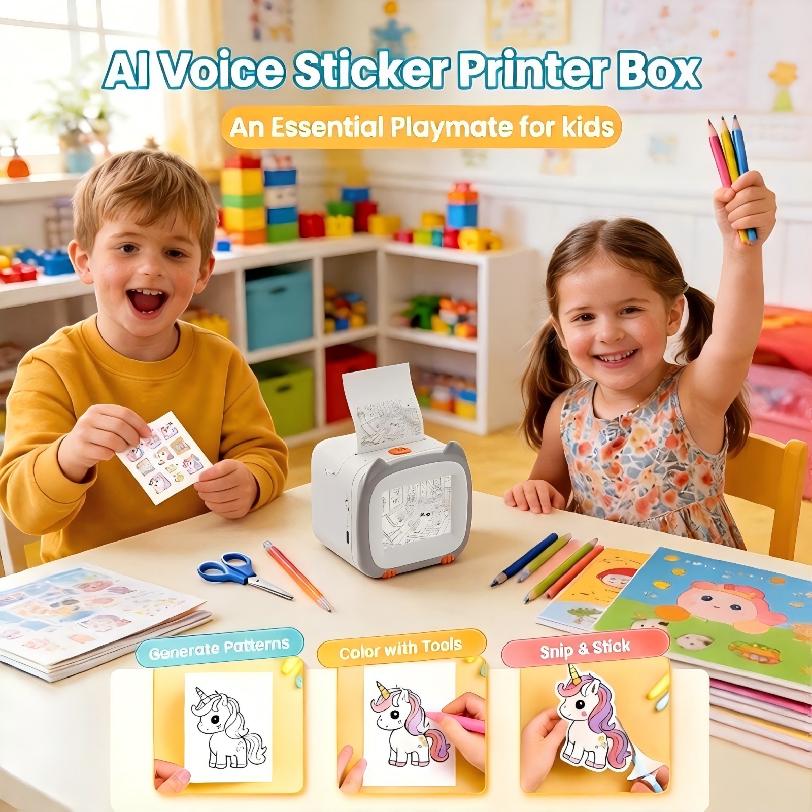 Kids Squishy toy, AI Voice Interactive Robot, Learning Toys, Sticker Printer - Image 4