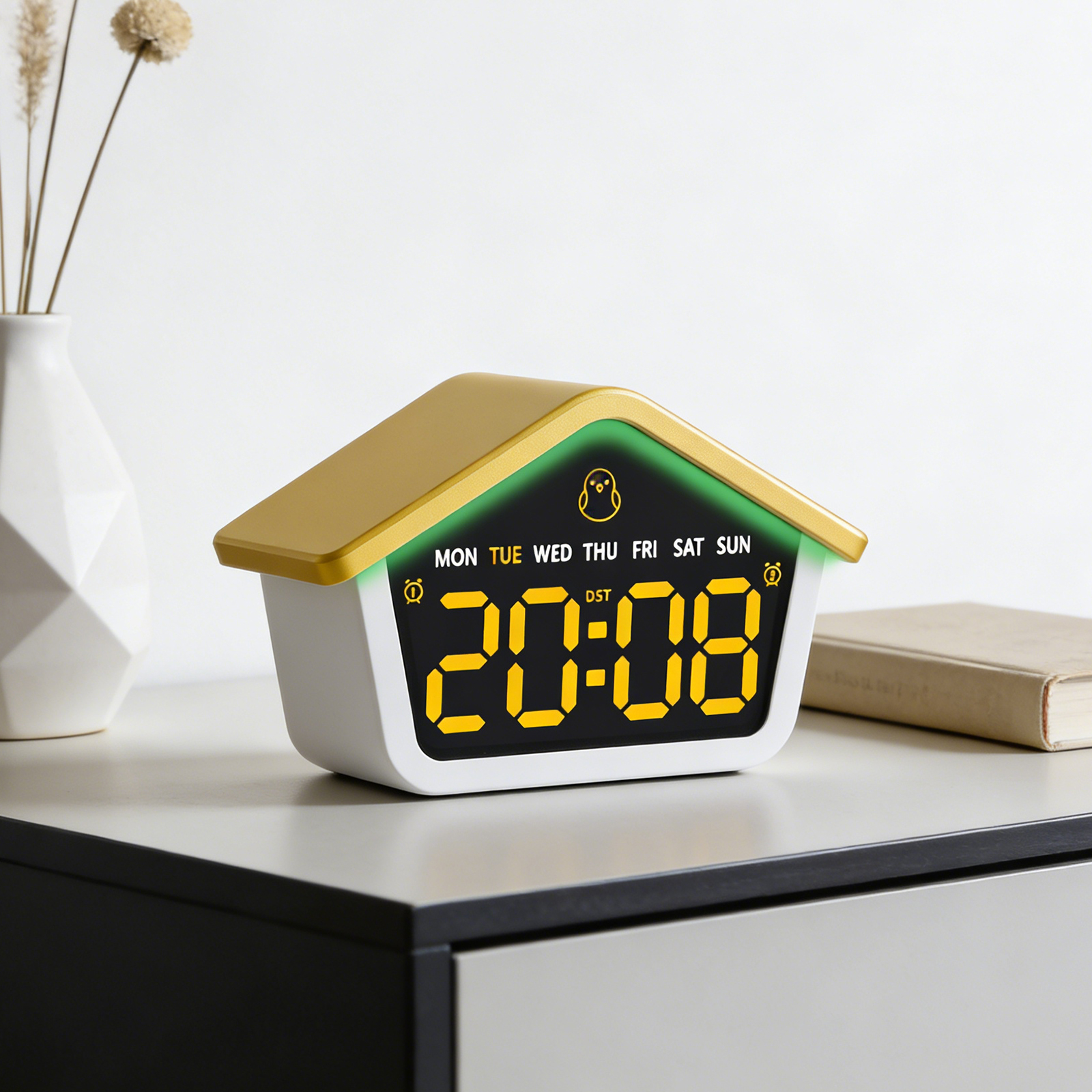 LED Digital Alarm Clock 140mm Blue Green Orange Yellow