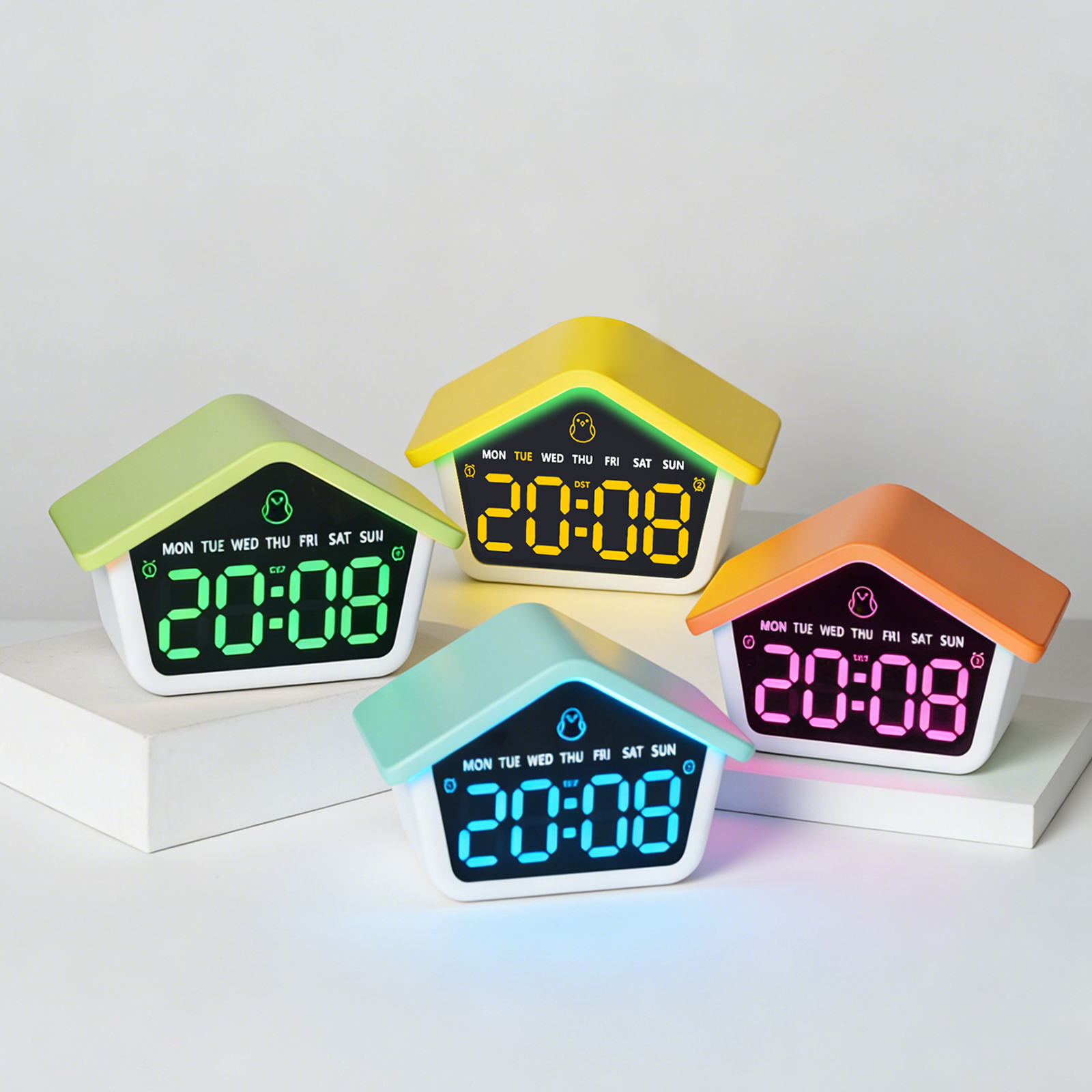 LED Digital Alarm Clock 140mm Blue Green Orange Yellow