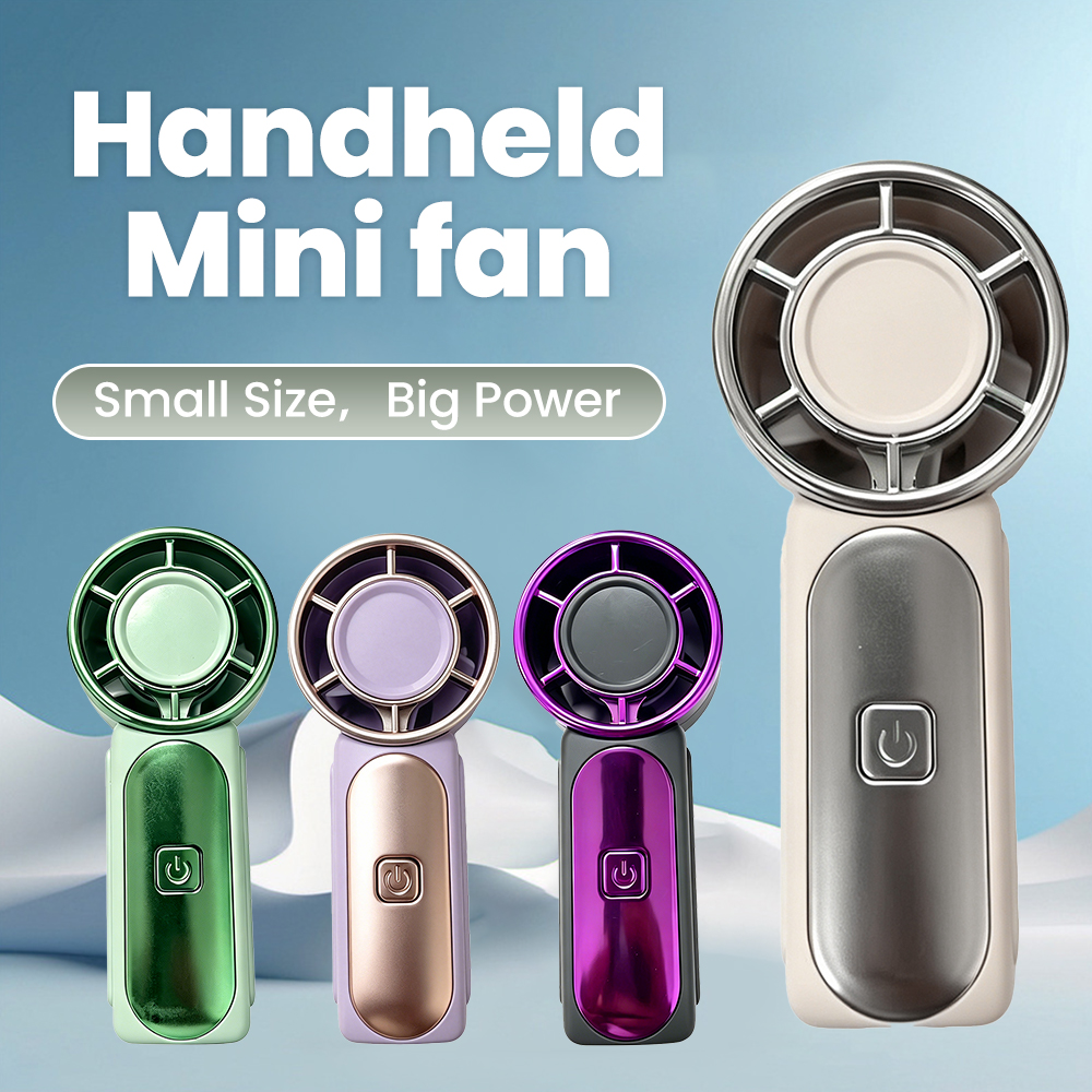 Mini Portable Handheld Fan With Cooling Effect AI Chip Control Powerful 5-speed Wind Adjustable Electric Fan Type-C Ports Charge