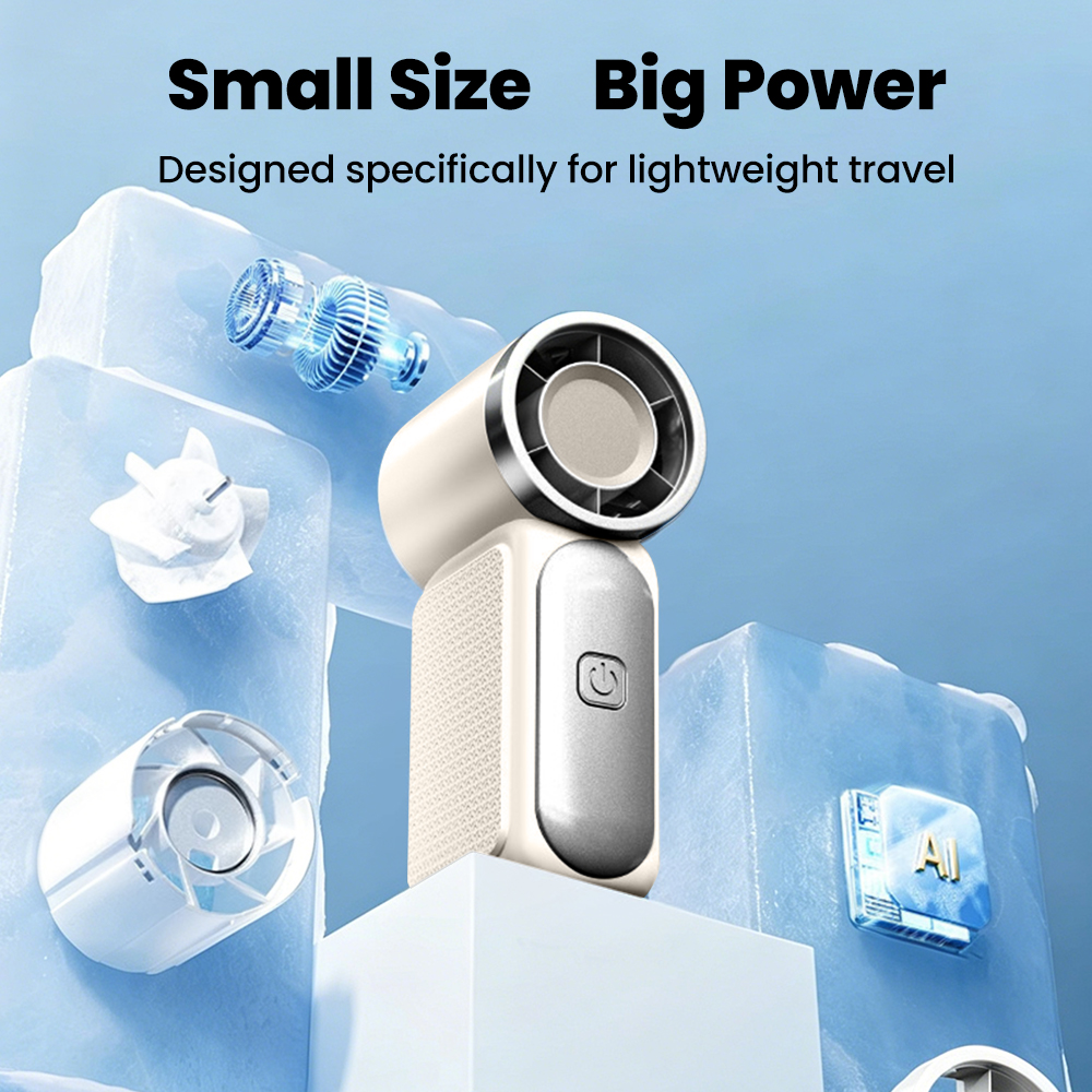 Mini Portable Handheld Fan With Cooling Effect AI Chip Control Powerful 5-speed Wind Adjustable Electric Fan Type-C Ports Charge - Image 3