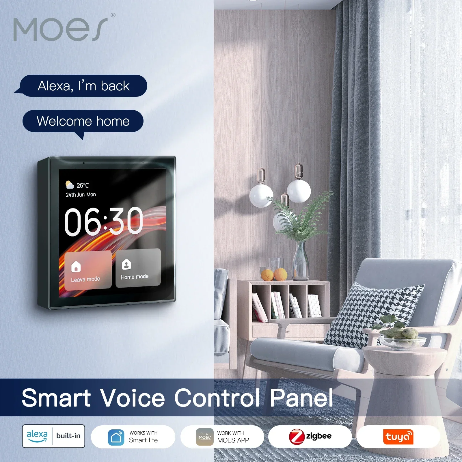 MOES 4-inch Smart Touch Control Panel with Alexa