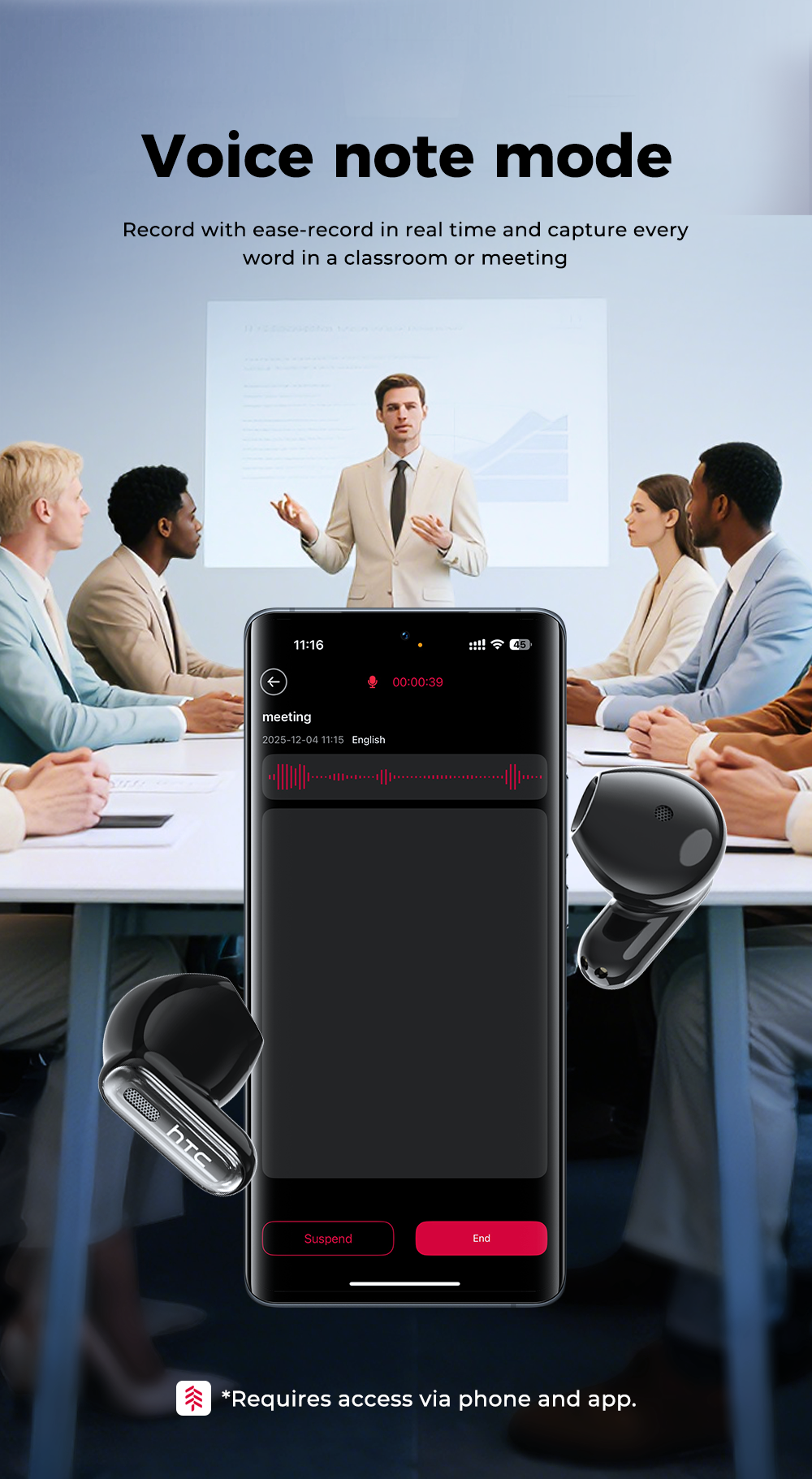 New 2026 HTC NE68 Bluetooth 6.0 Wireless Headphones AI Translation Earphones Long Battery Life Upgrade Free Translator APP