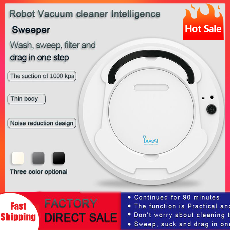 Obow AI Automatic Vacuum Cleaner Robot Wireless 3-In-1 Multifunctional USB Rechargeable Wet & Dry Smart Home Sweeping Cleaning