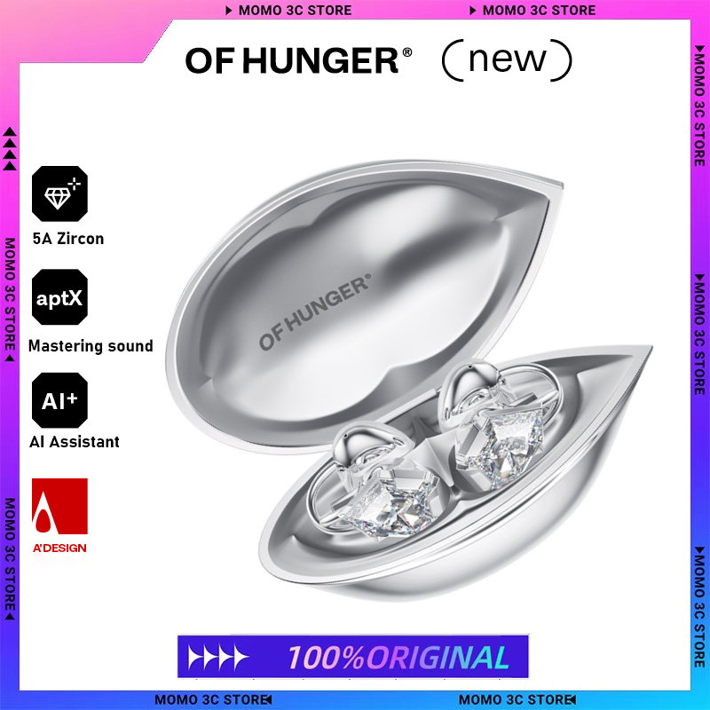 OF HUNGER Limited Edition White Zircon Electronic Gem AI Accessory Headphones Bluetooth OH Clip