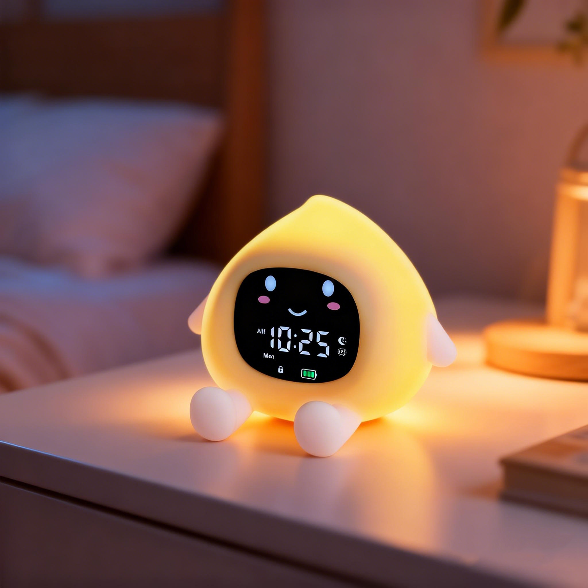 ORIA Kids Alarm Clock 110mm Rechargeable with 9 Color Night Light