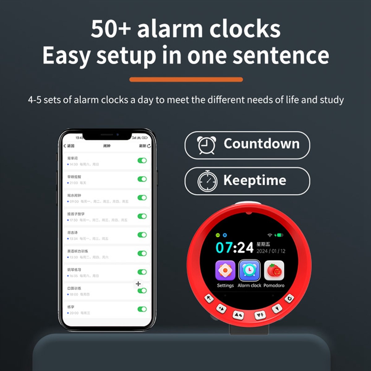 popop AI Clock Alarm Clock Electronic Alarm Clock Fun Brain Clock Time Massager Lifestyle Desktop Decoration Gift - Image 2