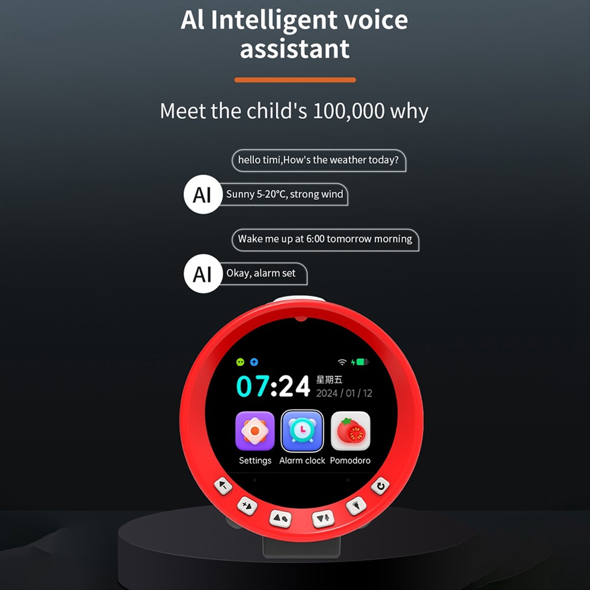 popop AI Clock Alarm Clock Electronic Alarm Clock Fun Brain Clock Time Massager Lifestyle Desktop Decoration Gift - Image 4