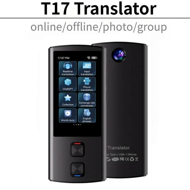 Portable T17 Instant Voice Translation Recording 138 Language Real Time Smart Offline Translation Machine AI Learning Conversion