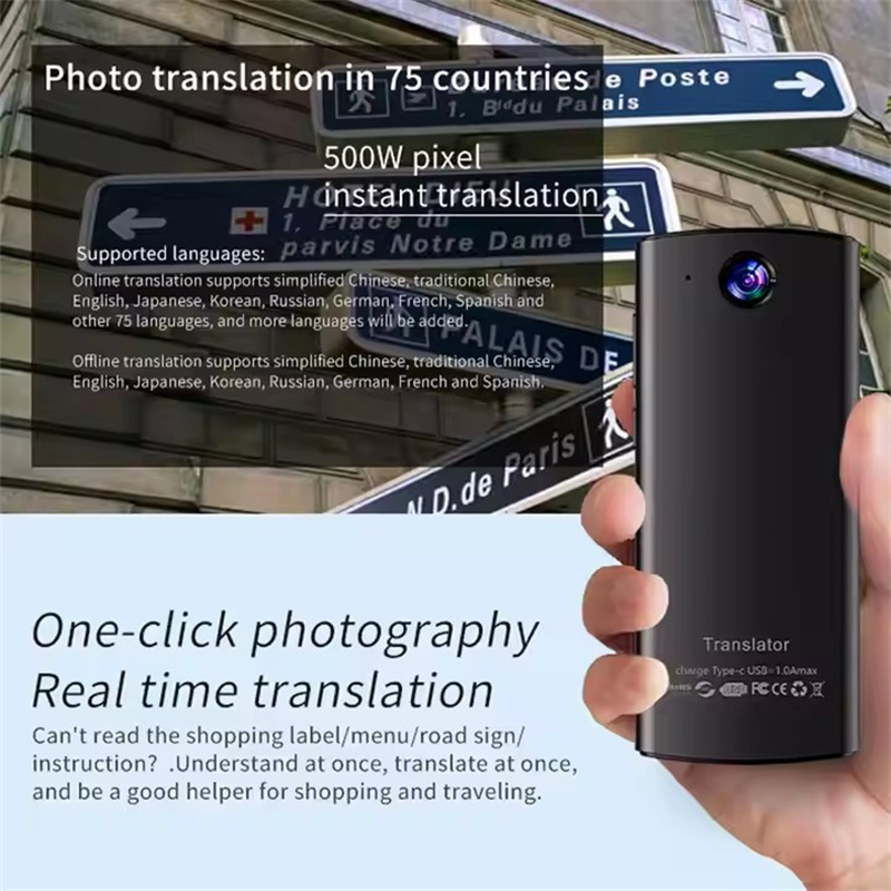 Portable T17 Instant Voice Translation Recording 138 Language Real Time Smart Offline Translation Machine AI Learning Conversion - Image 4