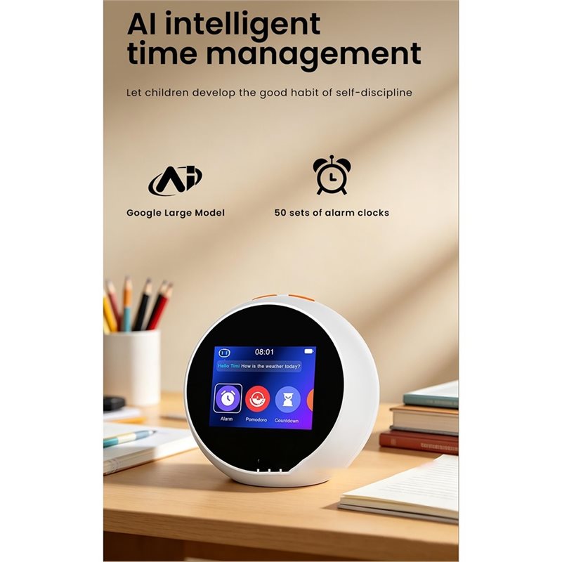 Premium-AI Voice Interactive Learning Machine Touch Screen AI Smart Alarm Clock Time Management Children Story Reading Companion - Image 4
