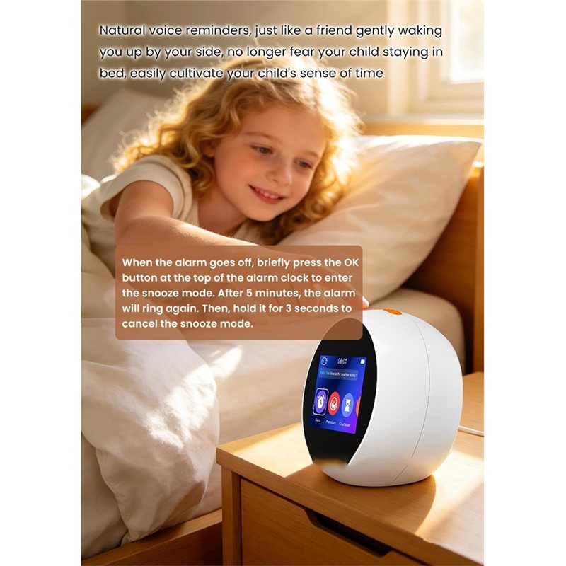Premium-AI Voice Interactive Learning Machine Touch Screen AI Smart Alarm Clock Time Management Children Story Reading Companion - Image 5
