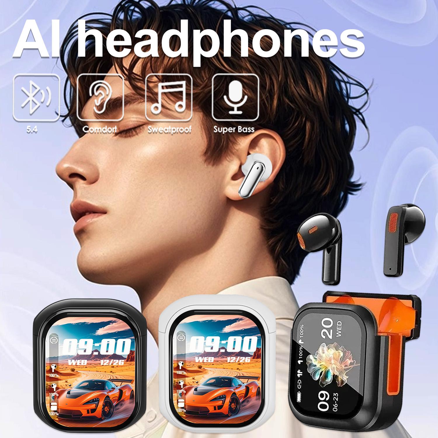 Screen Display Bluetooth V6.0 AI Earphones Noise Reduction OWS Ear clip Headsets Wireless Headphones Translator Earbuds Long life