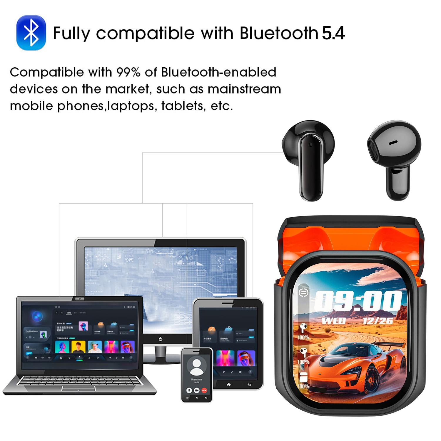Screen Display Bluetooth V6.0 AI Earphones Noise Reduction OWS Ear clip Headsets Wireless Headphones Translator Earbuds Long life